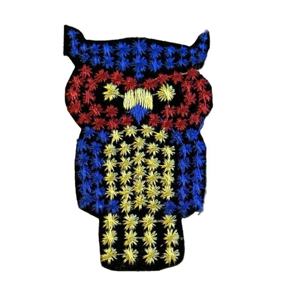 Vintage Boho Owl Embroidered Patch Starburst Stitch Iron On Applique Craft DIY⁠